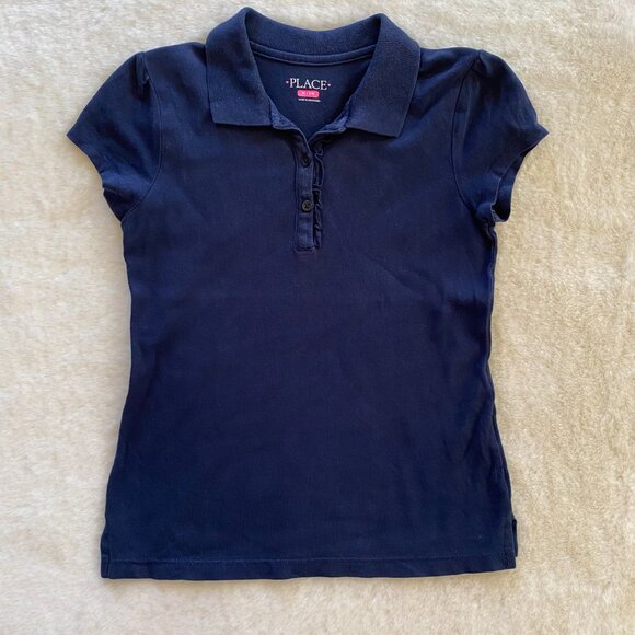 The Children's Place School Uniform Short Sleeve Shirt Navy & Pink 2pk size 7/8 - Picture 2 of 11